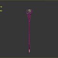 Magic Staff With Wooden Handle Circular Top Decoration And Blue Glowing Elements