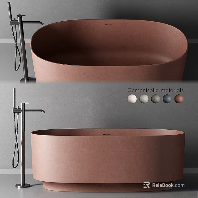 Elegant Modern Freestanding Bathtub In Interior With Concrete-like Materials And Sleek Design 3d model 