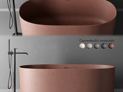 Elegant Modern Freestanding Bathtub In Interior With Concrete-like Materials And Sleek Design 3d model