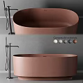 Elegant Modern Freestanding Bathtub In Interior With Concrete-like Materials And Sleek Design