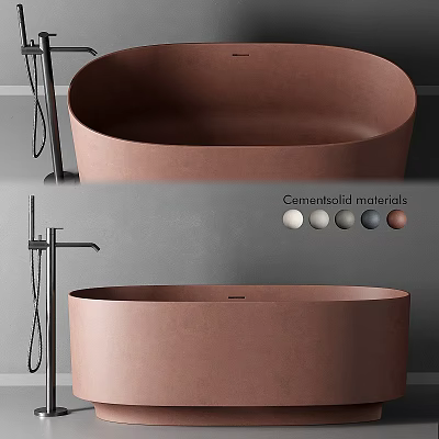 Elegant Modern Freestanding Bathtub In Interior With Concrete-like Materials And Sleek Design 3d model