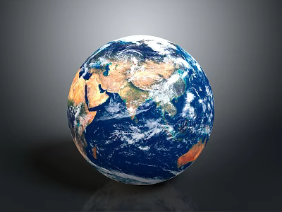 Detailed Earth Globe With Blue Oceans Brown Continents And Reflective Surface 3d model