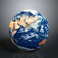 Detailed Earth Globe With Blue Oceans Brown Continents And Reflective Surface