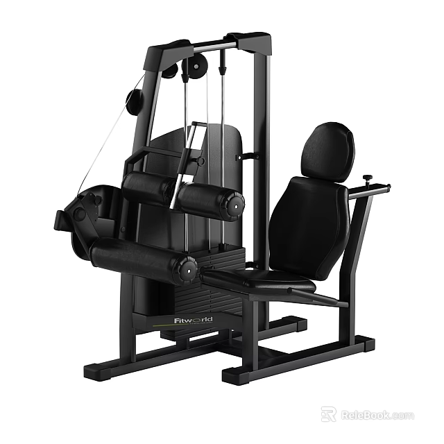 Black Commercial Leg Extension Fitness Equipment With Ergonomic Padded Seat And Steel Frame 3d model 