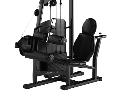 Black Commercial Leg Extension Fitness Equipment With Ergonomic Padded Seat And Steel Frame 3d model