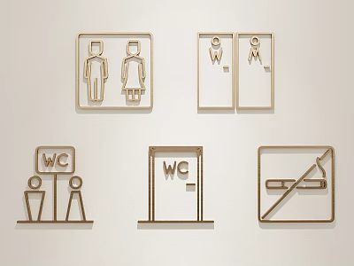Bathroom Restroom Signs With Male Female Icons WC Symbols And No Smoking Signs 3d model