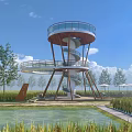 Rural Paddy Field Ecological Viewing Platform Revolving Stair Watchtower Overlooking Tower Pastoral Art Landscape Platform Viewing Sightseeing Platform Sightseeing Tower Corridor Nongjiale Research 3d model