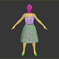 A Woman With Pink Hair In Stylish Sleeveless Sequin Dress On Gray Background