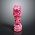 Vibrant Pink Sphinx Sculpture With Intricate Facial Details And Base