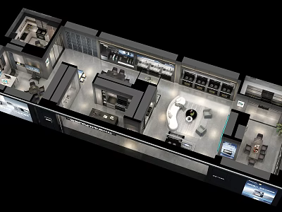 Modern Specialty Store Interior Layout With Display Areas Sofa And Cabinets 3d model