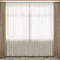 Beige And White Double Layer Curtains For Indoor Window Decoration 3d model