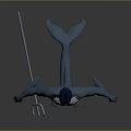 Blue Muscular Humanoid Character With Tail In Tight Suit 3D Model Design
