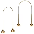 Stylish Modern Gold Pendant Lights With Curved Metal Frame And Hanging Design