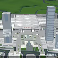 Aerial City Planning Layout With High Rise Buildings Transportation Hub And Green Areas