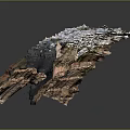 Wood and Stone Decorative Model Featuring Natural Textures and Detailed Landscape Surface