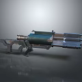 Futuristic Sci Fi Weapon Blaster With Multi Barrel Design And Metallic Mechanical Components 3d model