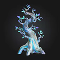Artistic Decorative Arbor Tree With Twisted Trunk Unique Texture And Green Purple Leaves