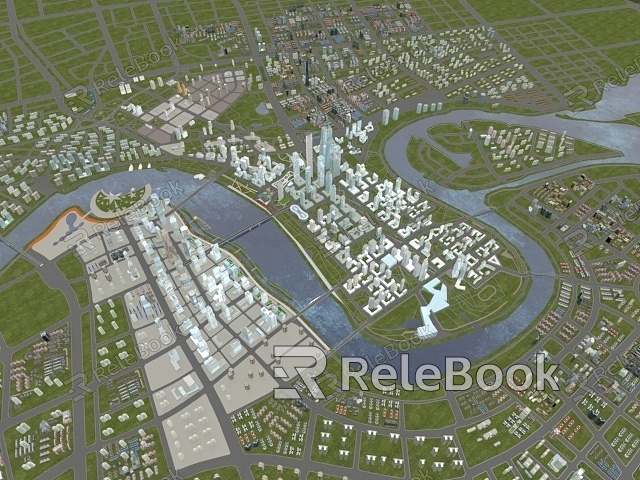 Modern Aerial View Urban Aerial View model