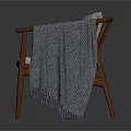 Modern Wooden Frame Leisure Chair With Light Gray Cushion Pillow And Armrest Blanket