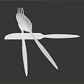 Modern Stainless Steel Cutlery Set with Fork and Knives in Crossed Arrangement on Black Background