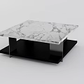 Modern Coffee Table With White Marble Top And Black Metal Base 3d model