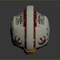 Sci fi Combat Weapon Helmet With White Red Accents And Gold Visor 3d model