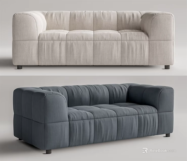 Modern Sectional Sofa With Light And Dark Upholstered Fabric For Comfortable Seating 3d model