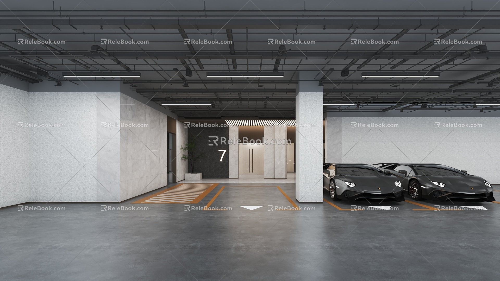 Underground garage underground foyer 3d model