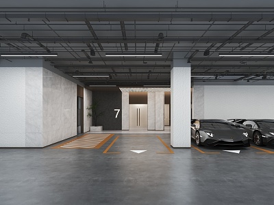 Underground garage underground foyer 3d model