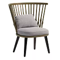 Modern Dining Chair With Slatted Backrest Upholstered Seat And Wooden Frame