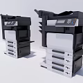 Modern Multifunctional Office Appliances with Black and White Control Panel and Multiple Drawers 3d model