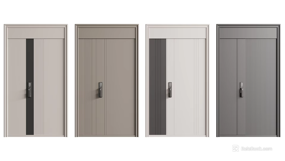 Modern Security Doors With Multiple Panel Designs And Different Color Options 3d model