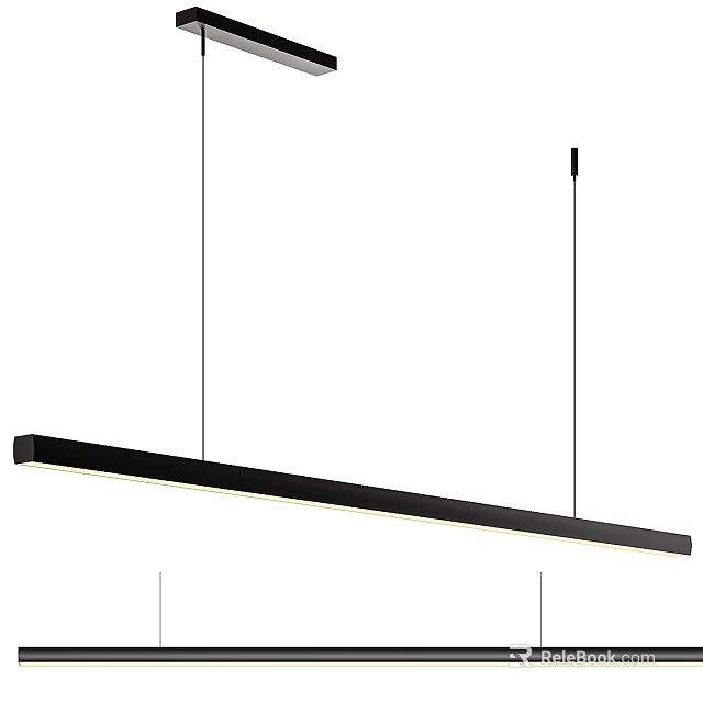 Modern Linear Black Pendant Light with Slim Design for Dining Room Space 3d model 