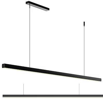 Modern Linear Black Pendant Light with Slim Design for Dining Room Space 3d model