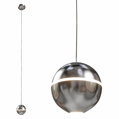 Sleek Modern Ceiling Light With Spherical Metal Frame And LED Ring Illumination For Home Decoration 3d model