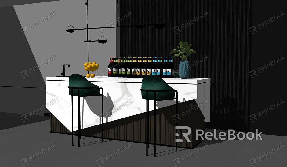 Modern Bar Table Bar Chair Wine Ware Combination model