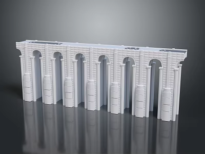 Classical White Architecture With Linear Arched Openings And Stone Columns Design 3d model