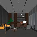 Modern Office Interior With Spacious Layout Large Windows Sofa Area Desk And Green Plants 3d model