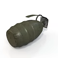 Green Military Hand Grenade Weapon With Metal Pin And Textured Surface