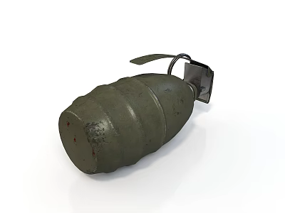 Green Military Hand Grenade Weapon With Metal Pin And Textured Surface 3d model