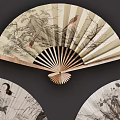 Decorative Traditional Chinese Fan Pendants With Artistic Paintings And Hanging Design