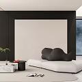 Modern Sofa Coffee Table Set With Marble Top Accent Chairs Potted Plant And Rug