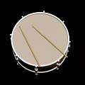 Gold And White Marching Drum With Drumhead And Two Wooden Drumsticks