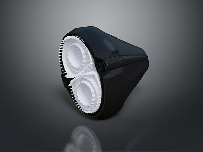 Black Double Headed Bathroom Heater Lamp With White Light Bowls Design 3d model