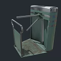 Road Facility Tripod Turnstile With Green Metal Body Silver Top And Pedal Base Handrail