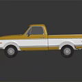Vintage Yellow and White Pickup Truck with Open Bed and Retro Design