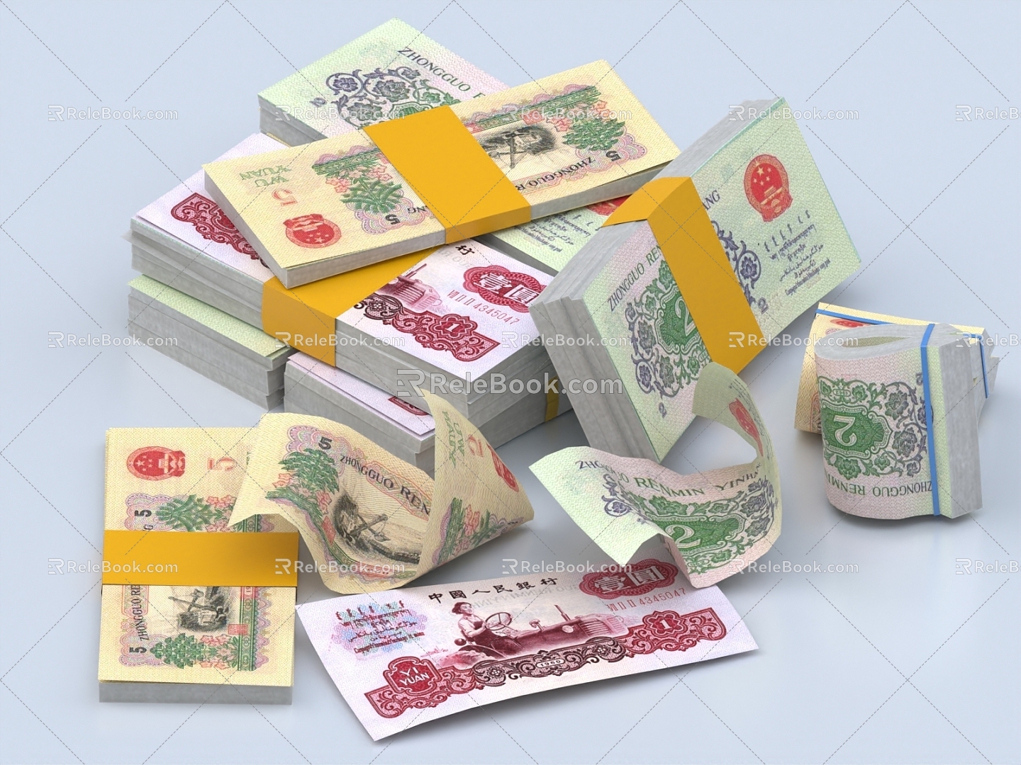 Renminbi Paper Money Coins Money Collection Coins Commemorative Coins Ancient Coins Minus Antique Coins Ornaments Paper Money 3d model