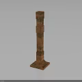 Ancient Decorative Tower Structure With Multi Layered Carved Design And Base 3d model