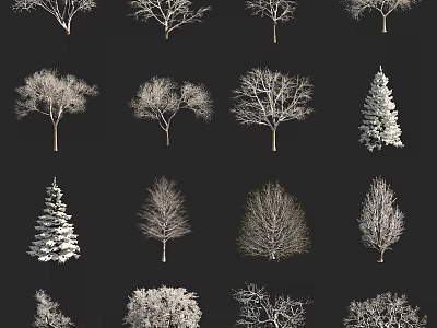 snow plants snow shrubs snow trees winter plants winter trees 3d model