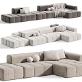 Modern Beige Fabric Casual Sofa Set with Modular Design and Comfortable Cushions for Living Room